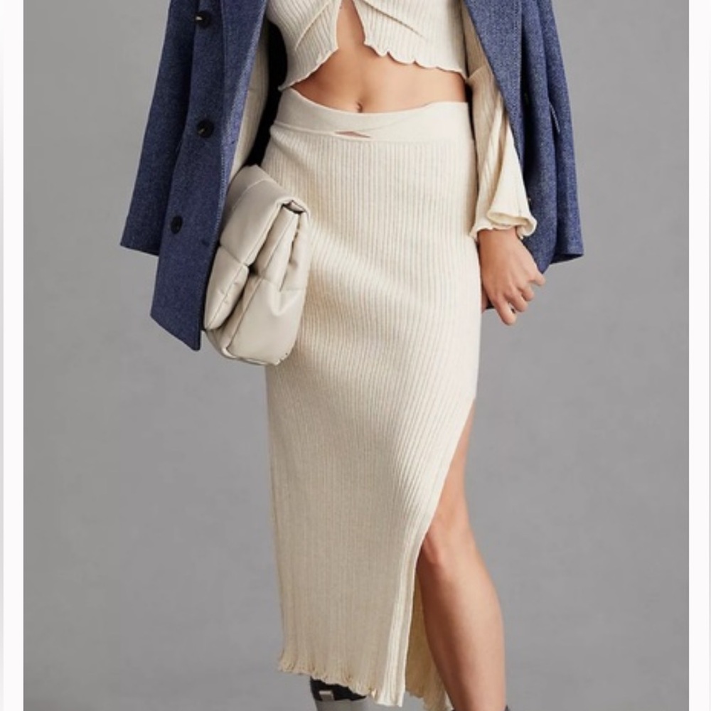 Anthropologie Daily Practice Tara Ribbed Knit Pull On Midi Sweater Skirt XL